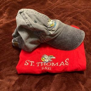 St.Thomas Red T-Shirt and Gray Cap Combo